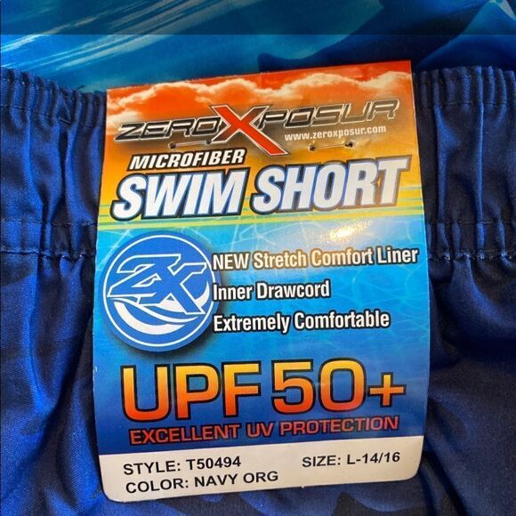 ZEROXPOSURE Boys Large Shark Print Swim Trunks - Picture 6 of 7